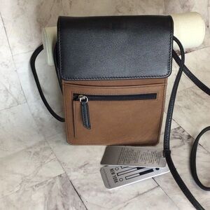 Elegant Black and Brown Women's Crossbody Phone Bag